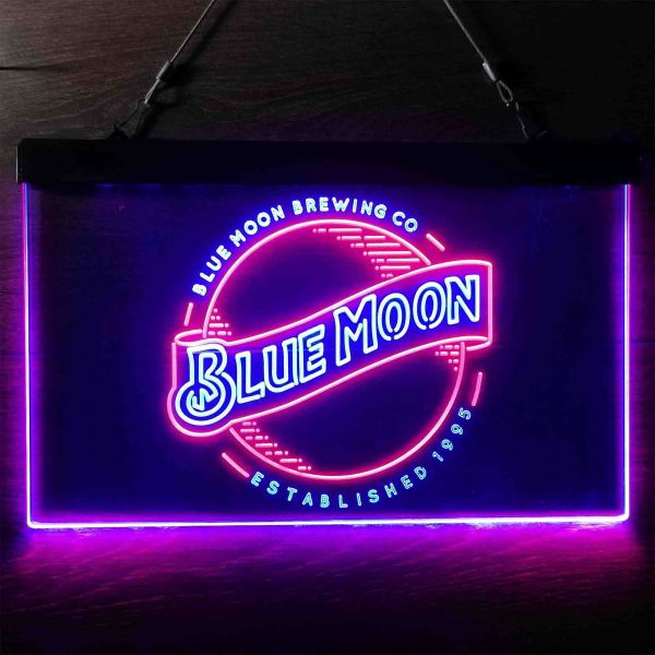 Blue Moon Logo Dual LED Neon Light Sign